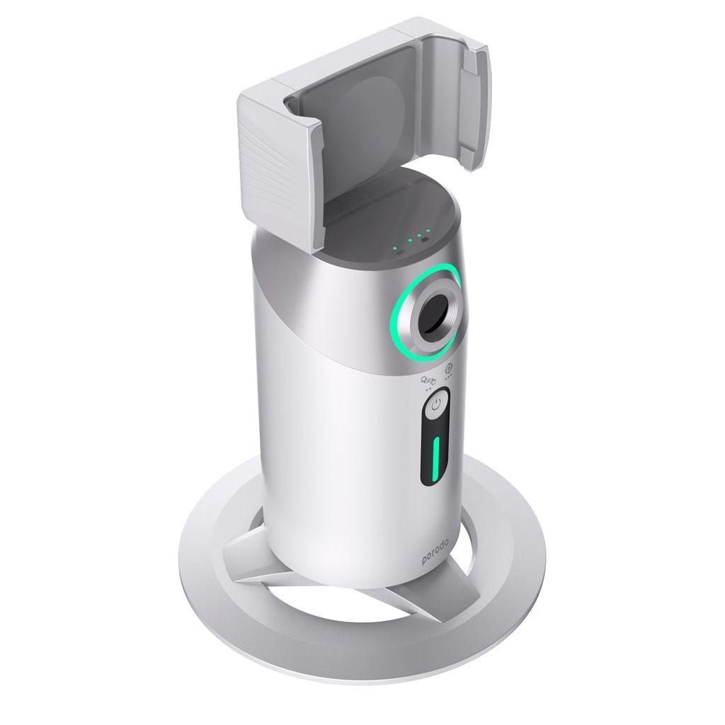 Porodo Gimbal with AI Face Tracking, Gesture Recognition & Remote Controller, White