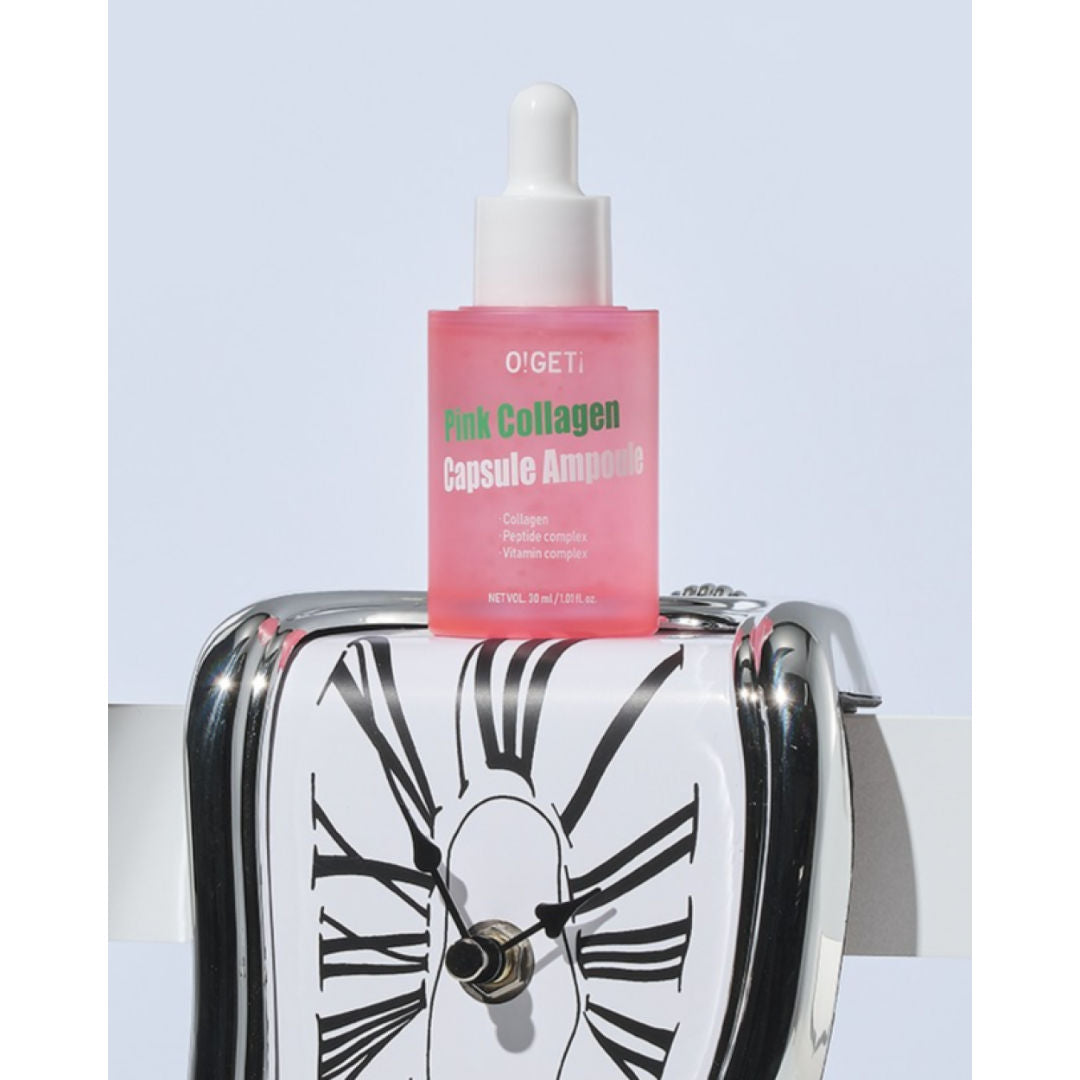 O!GETi Pink Collagen Capsule Ampoule, High Potency Firming Serum, 30ml