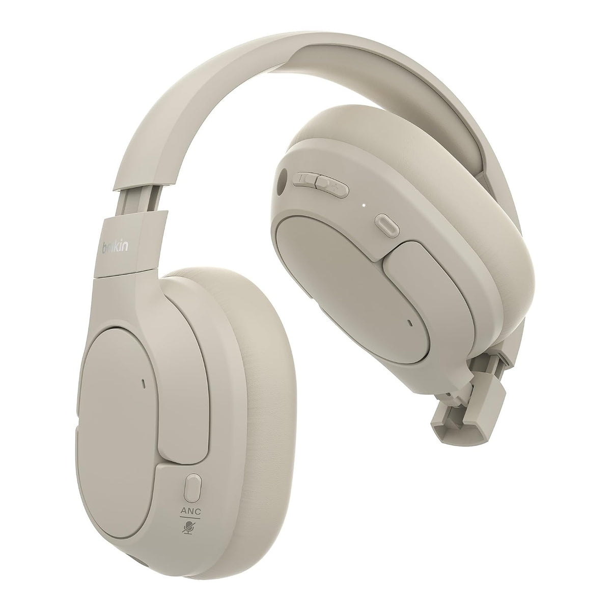 Belkin SoundForm Isolate Noise-Cancelling Wireless Headphones, over ear headphones with mic, Bluetooth headphones with 60H playtime, Sand