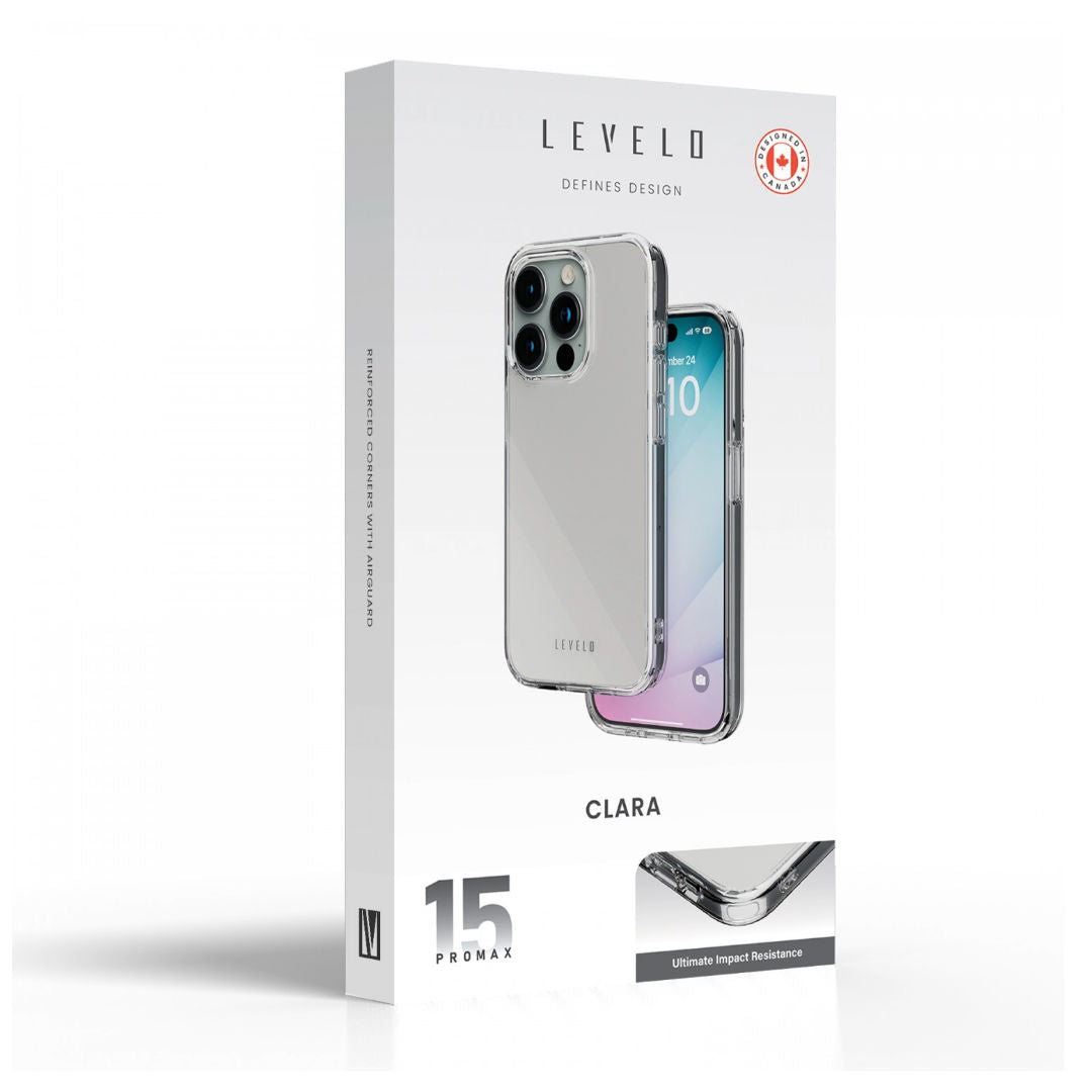 Levelo Clara 3H Anti-Scratch with Shock-Proof Edges Clear Case for iPhone 15 Pro/ 15 Pro Max