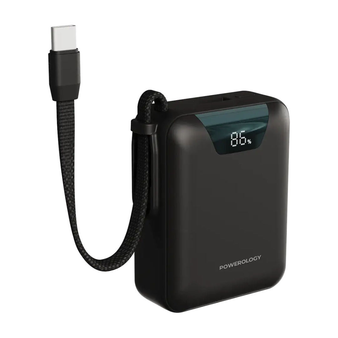 Powerology York 20000mAh Power Bank, Black, Digital Battery Display