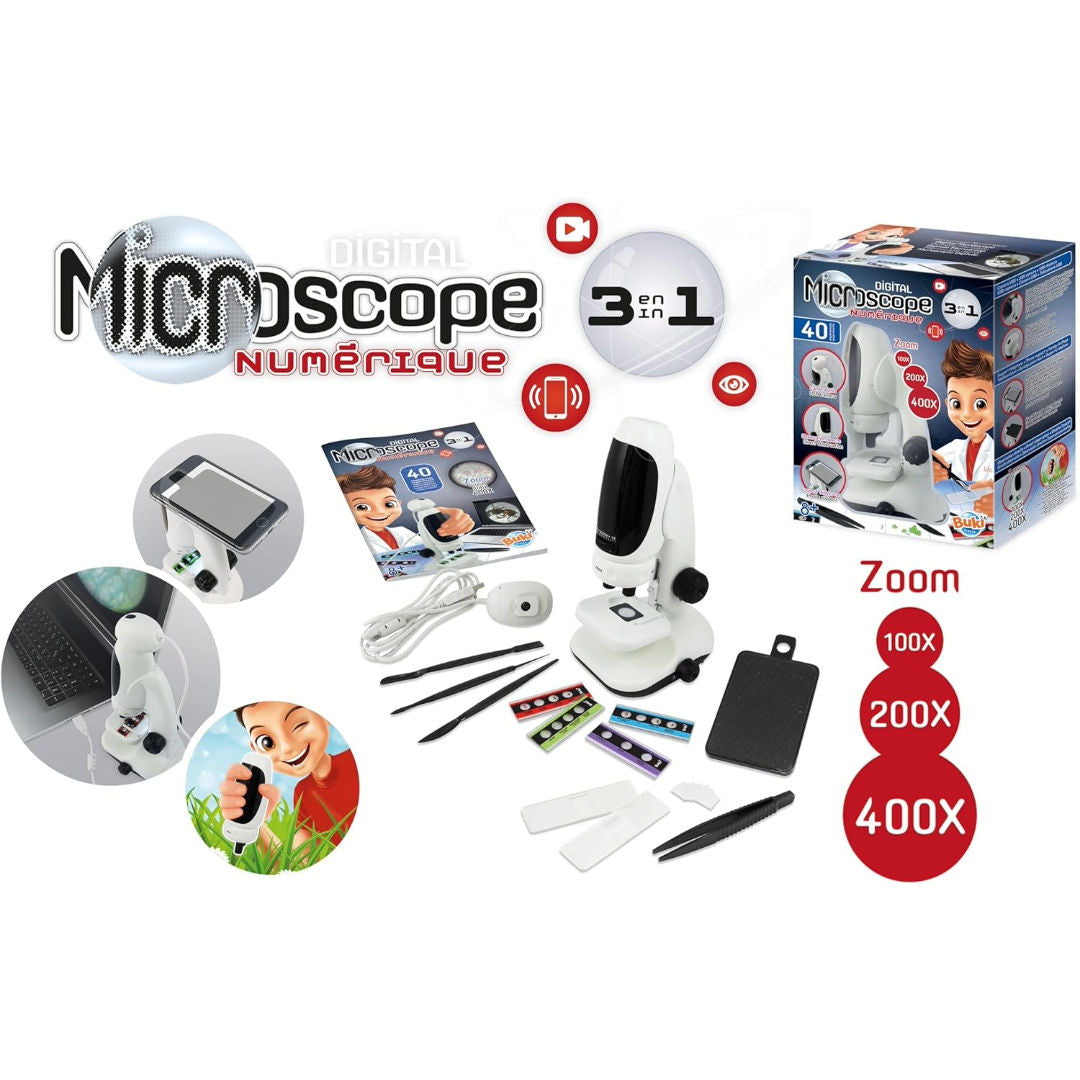Buki France 3-in-1 Digital Microscope, (40 Experiments)