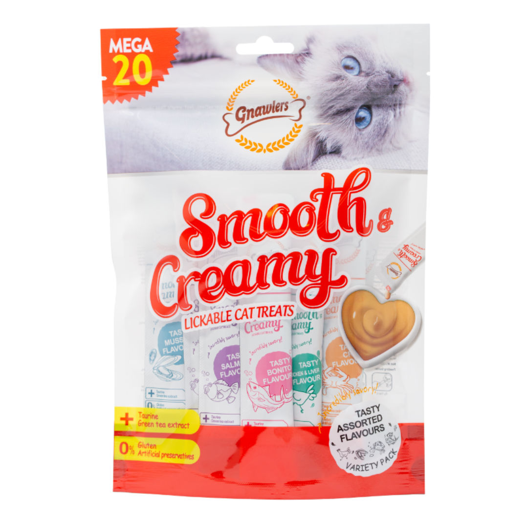 Gnawlers Smooth & Creamy Lickable Cat Treats, 20-Pieces x 15gm
