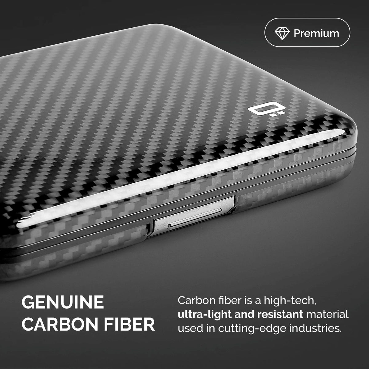 Ogon Aluminum Wallet Large Case V2, Genuine Carbon Fiber Edition