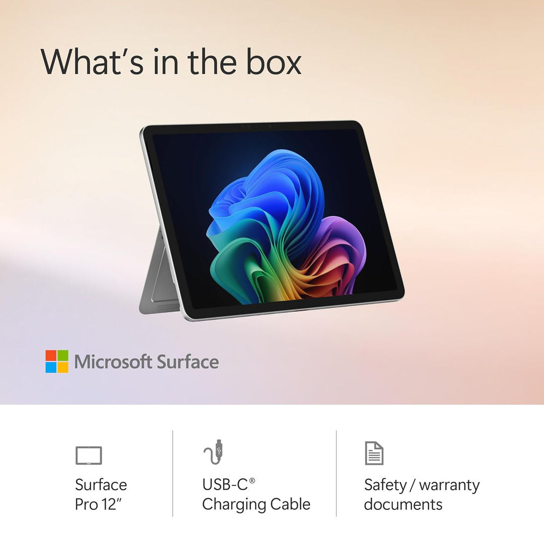 Microsoft Surface Pro 12 Copilot+ PC, 8 Core Snapdragon X Plus Processor, 16GB, 512GB 12 Inch Windows 11+ Arabic English Keyboard & Pen