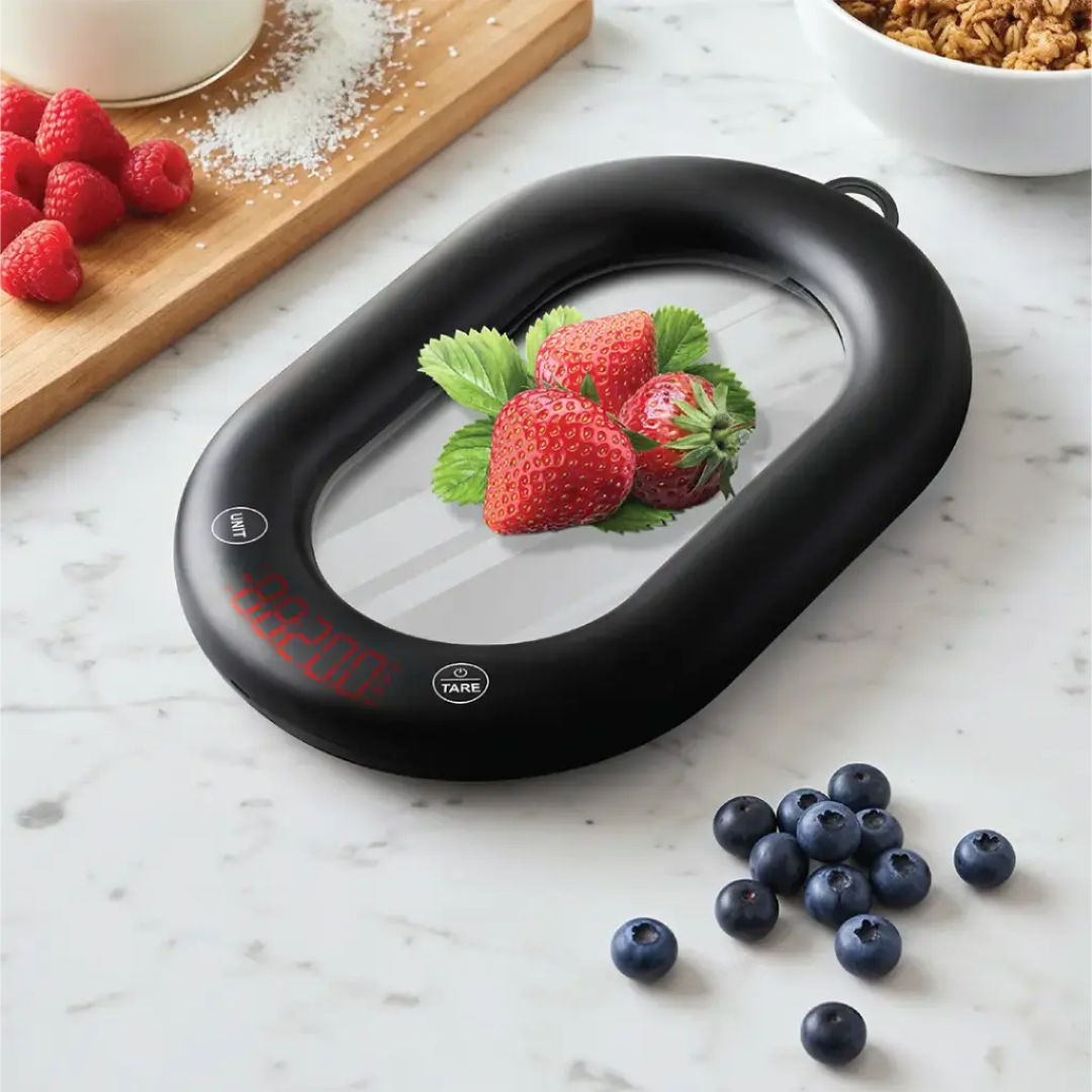 Porodo Lifestyle Glass Design Smart Kitchen Digital Scale with Real-Time App Sync - Black