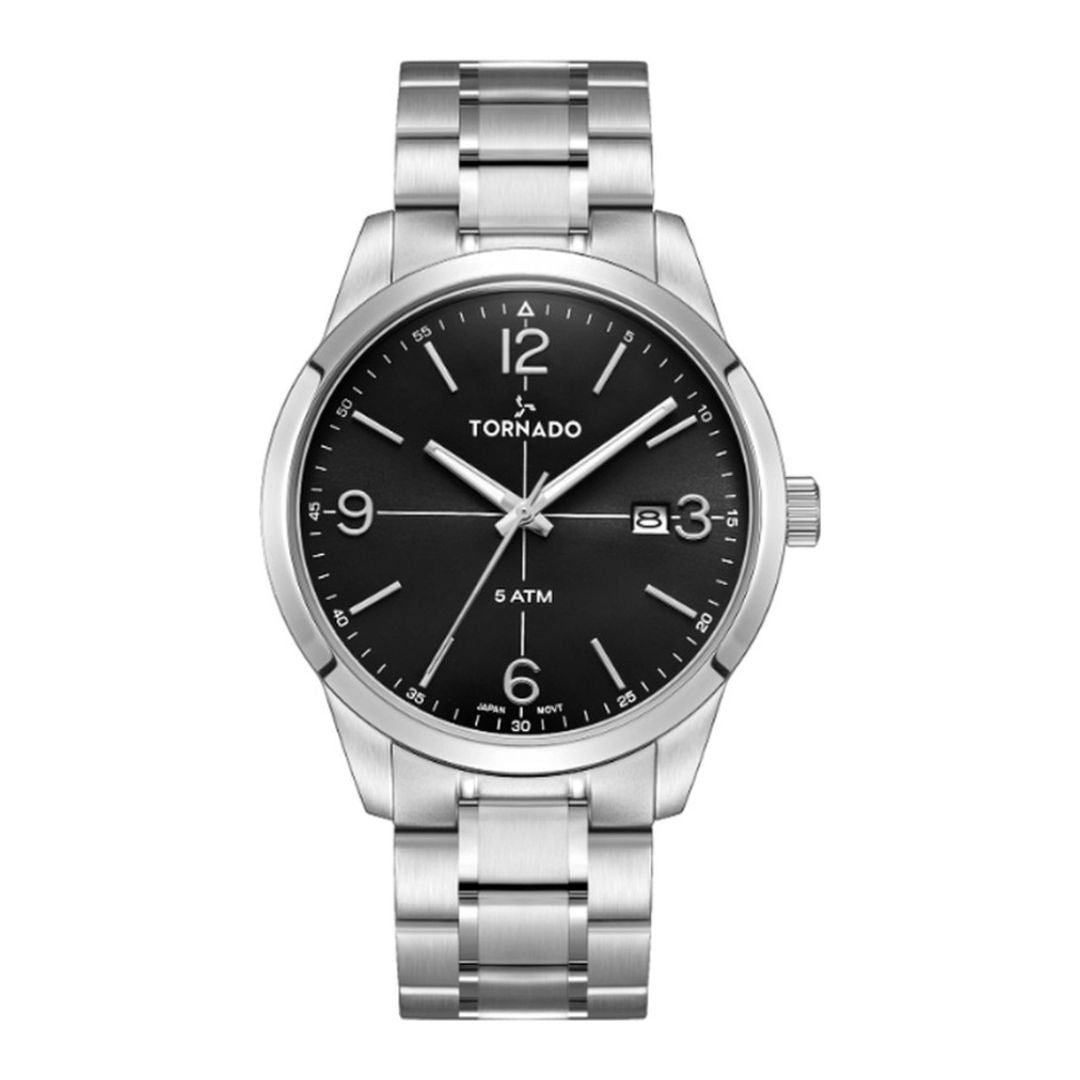 Tornado Men's Analog Black Dial Watch, T24007-Sbsb