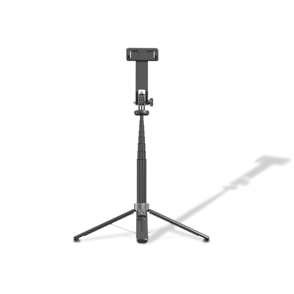 Porodo Selfie Stick 135cm Extendable with Detachable Light & 4-Leg Tripod, Black