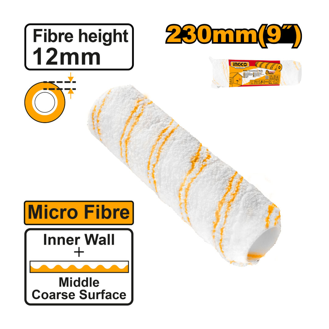 INGCO Roller Cover (Inner Wall), Microfibre, 100mm/4″, 12mm Pile