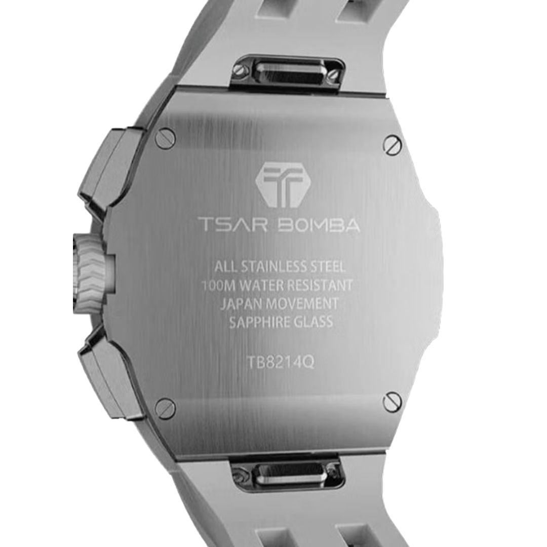 TSAR Bomba Men's Tonneau Quartz Interchangeable Gray Case Gray Silicon Watch