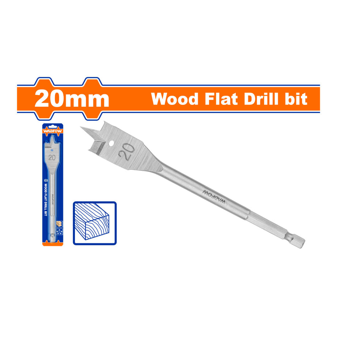 WADFOW Flat Wood Drill Bit, 1/4" Hex Shank