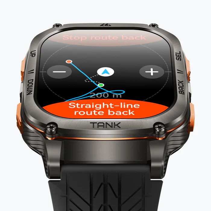 KOSPET Tank M3 Ultra 2 GPS Smartwatch with 1.96” AMOLED Display, Bluetooth Calling, Military Grade & 5ATM Waterproof