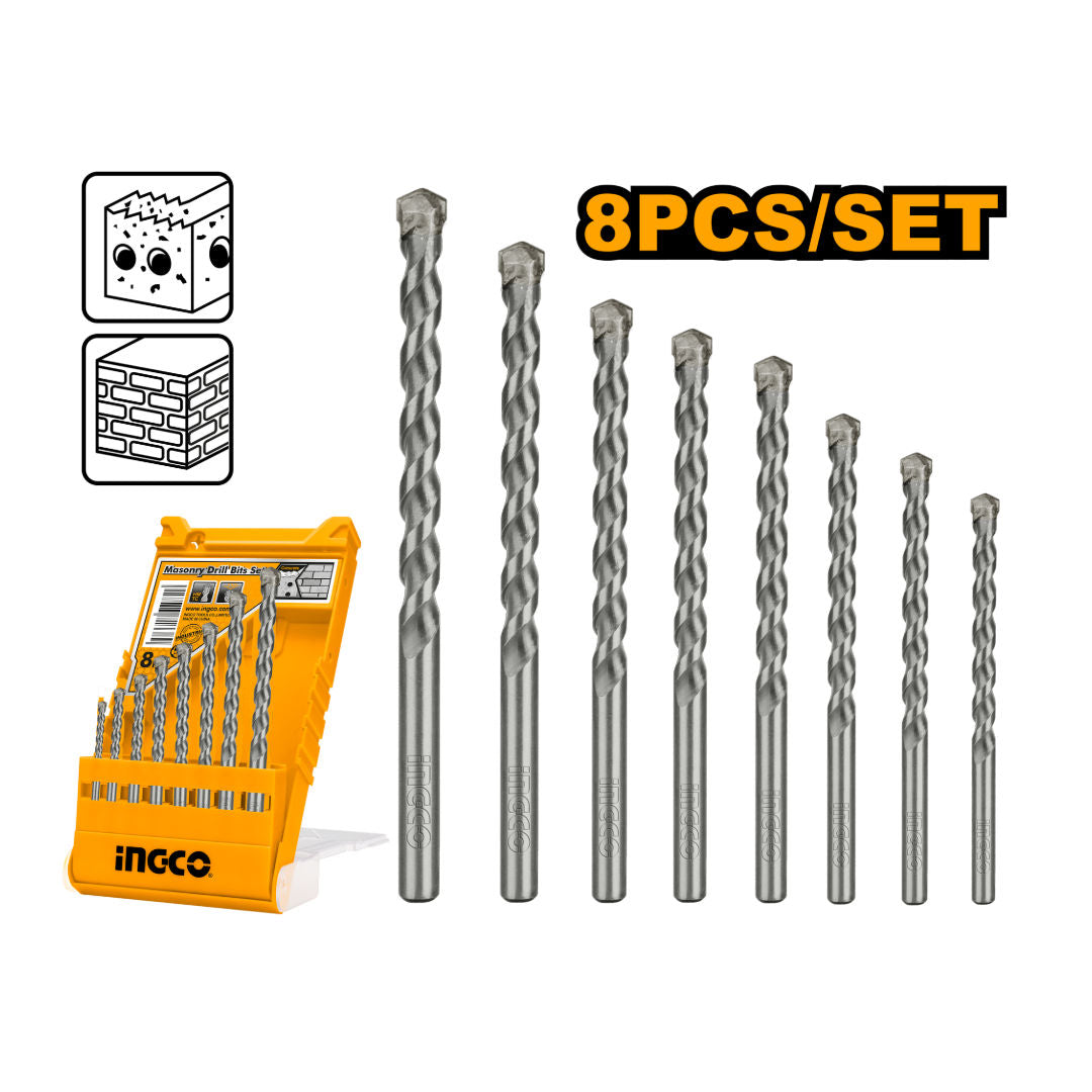 INGCO 8 Pieces Masonry Drill Bits Set