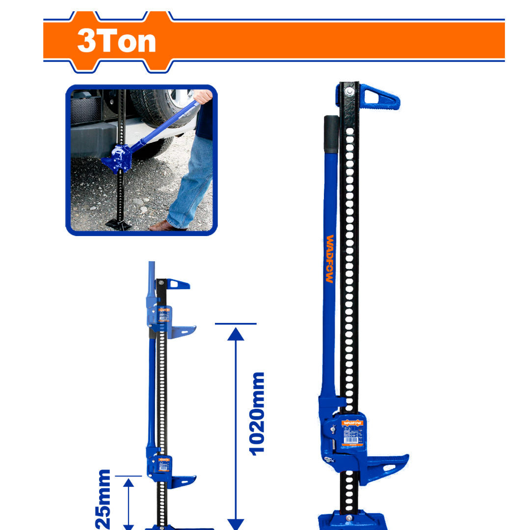 رافعة WADFOW ذات سقاطة للطرق الوعرة، 3 طن، 125-1020 مم، قاعدة 177.8x117.4 مم