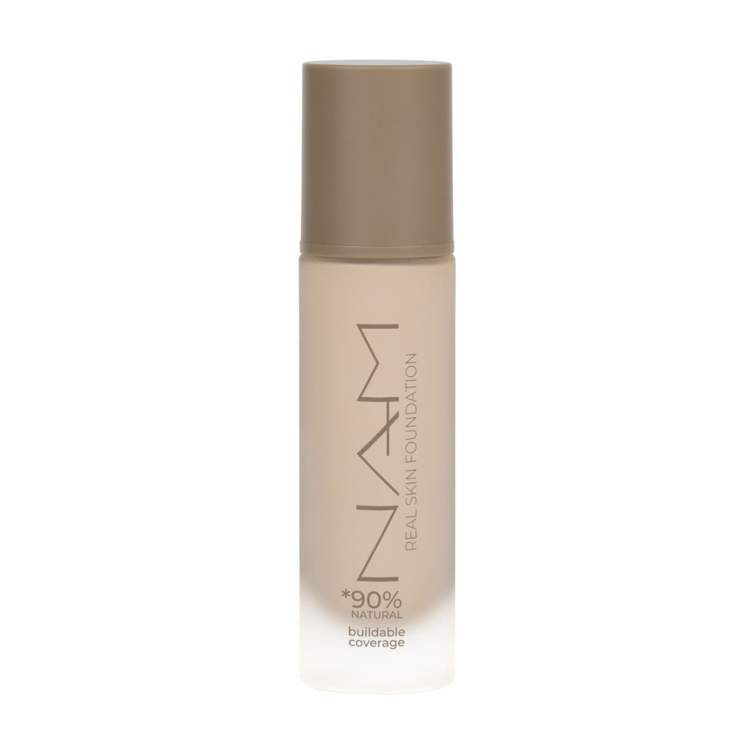 NAM Real Skin Foundation, Lightweight, Buildable Vegan Foundation with Hyaluronic Acid & Rice Extract, 30ml