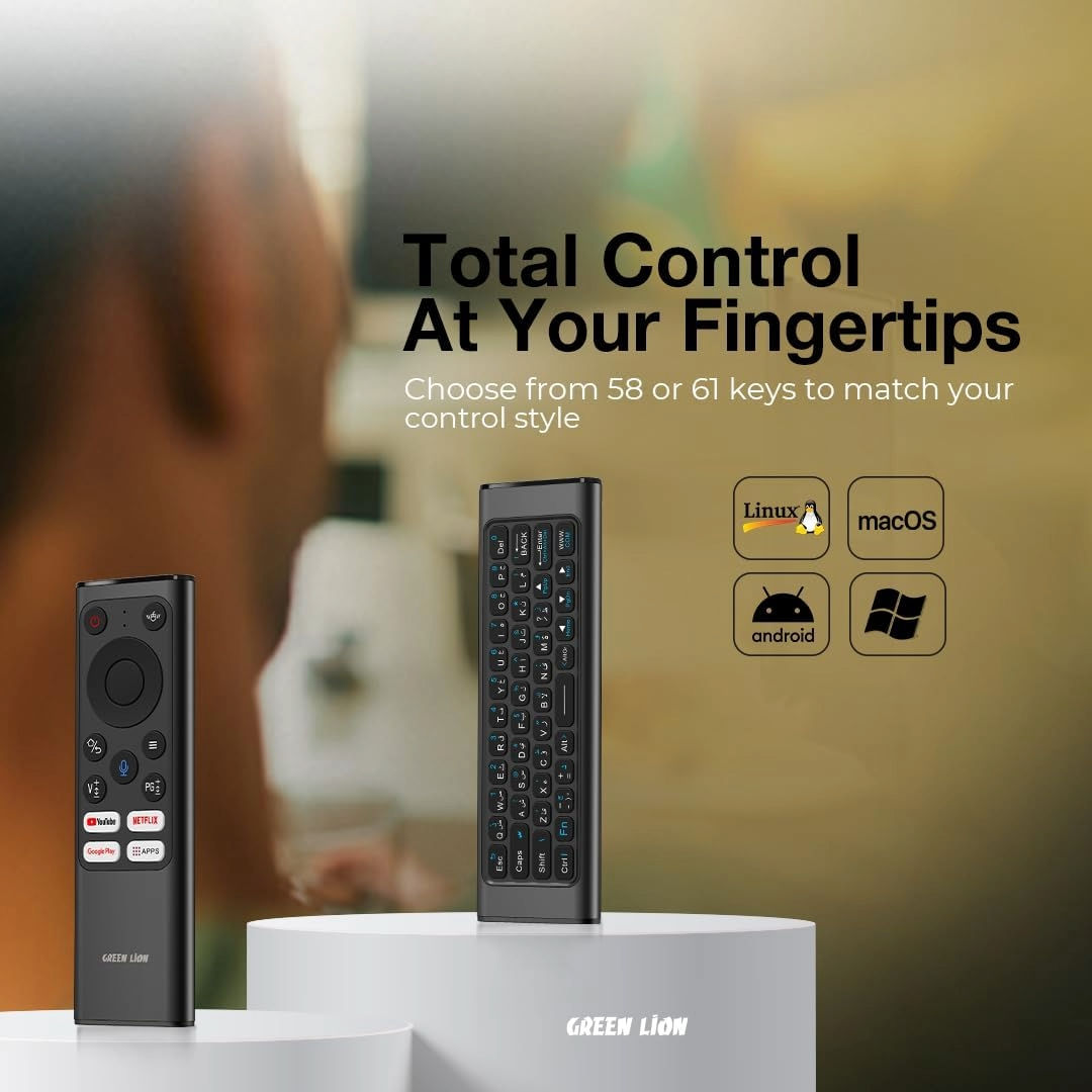 Green Lion Wireless Remote Pro with Keyboard & Mouse, Black