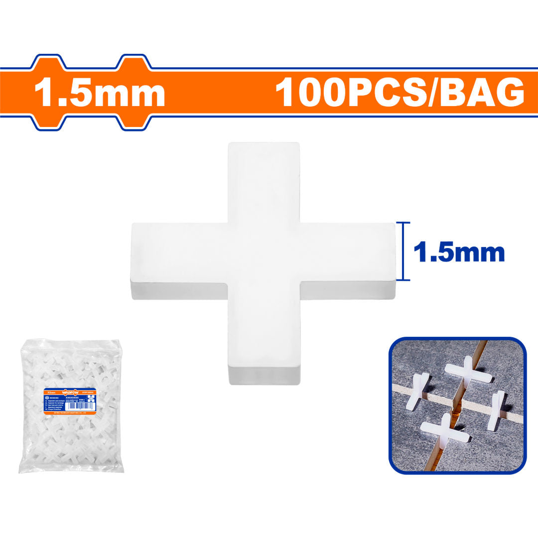 WADFOW Tile Spacer 1.5 mm, 100 Piece Bag, PP Material with 21 mm Legs