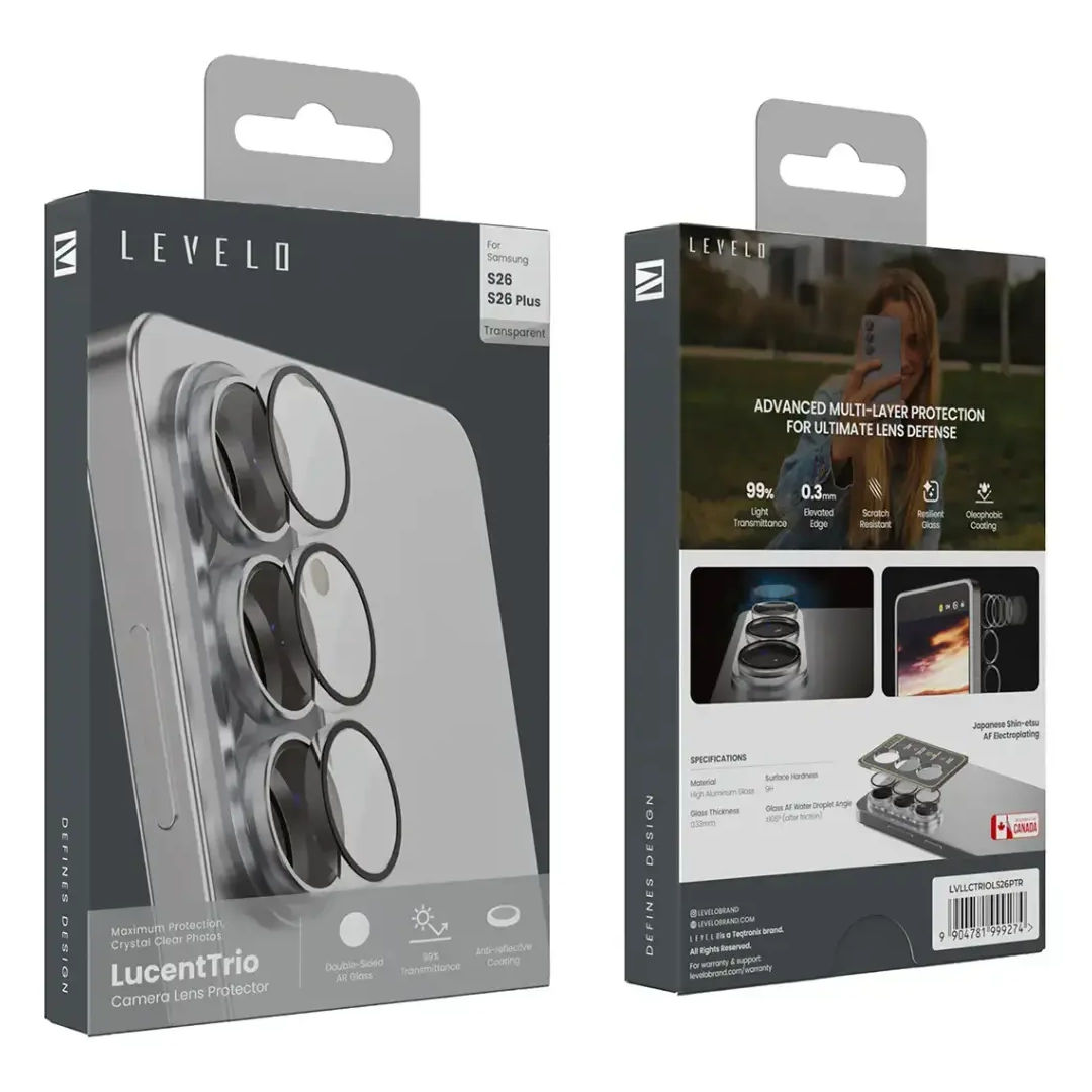 Levelo LucentTrio Camera Lens Protector For Samsung S26, Transparent