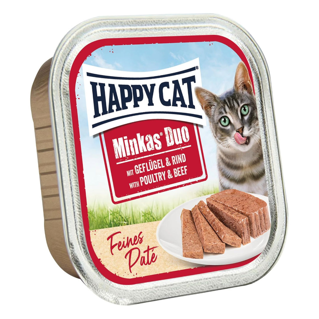 Happy Cat Minkas Duo Poultry & Beef Wet Cat Food For Cats 1+ Year Old, 100gm