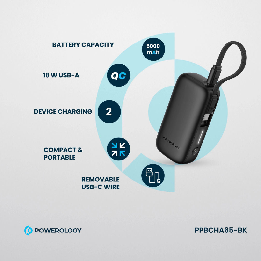 Powerology 5000mAh Power Bank, Advanced Charging Technology