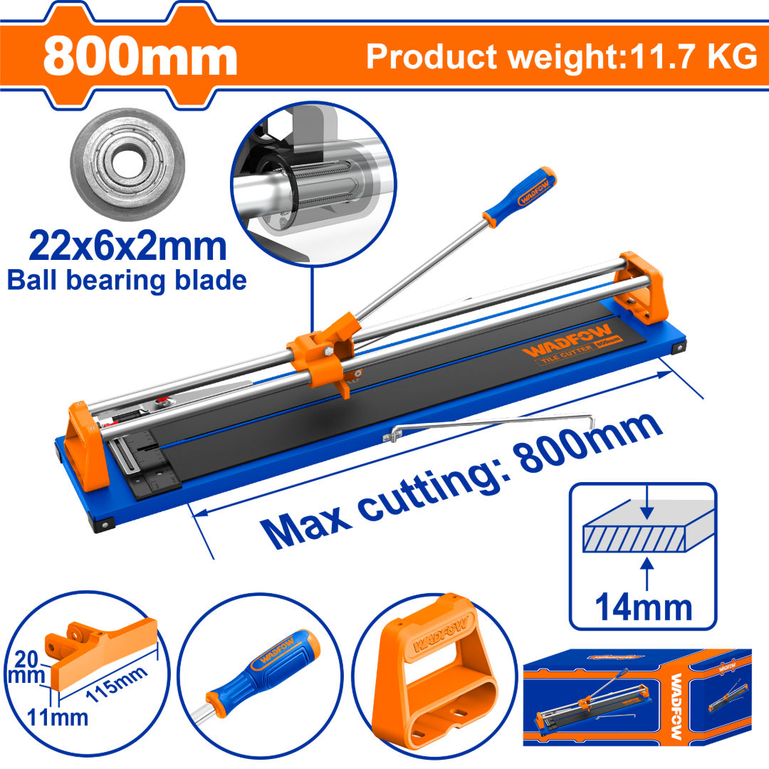 قاطع البلاط اليدوي WADFOW، قاعدة فولاذية شديدة التحمل، قطع دقيق