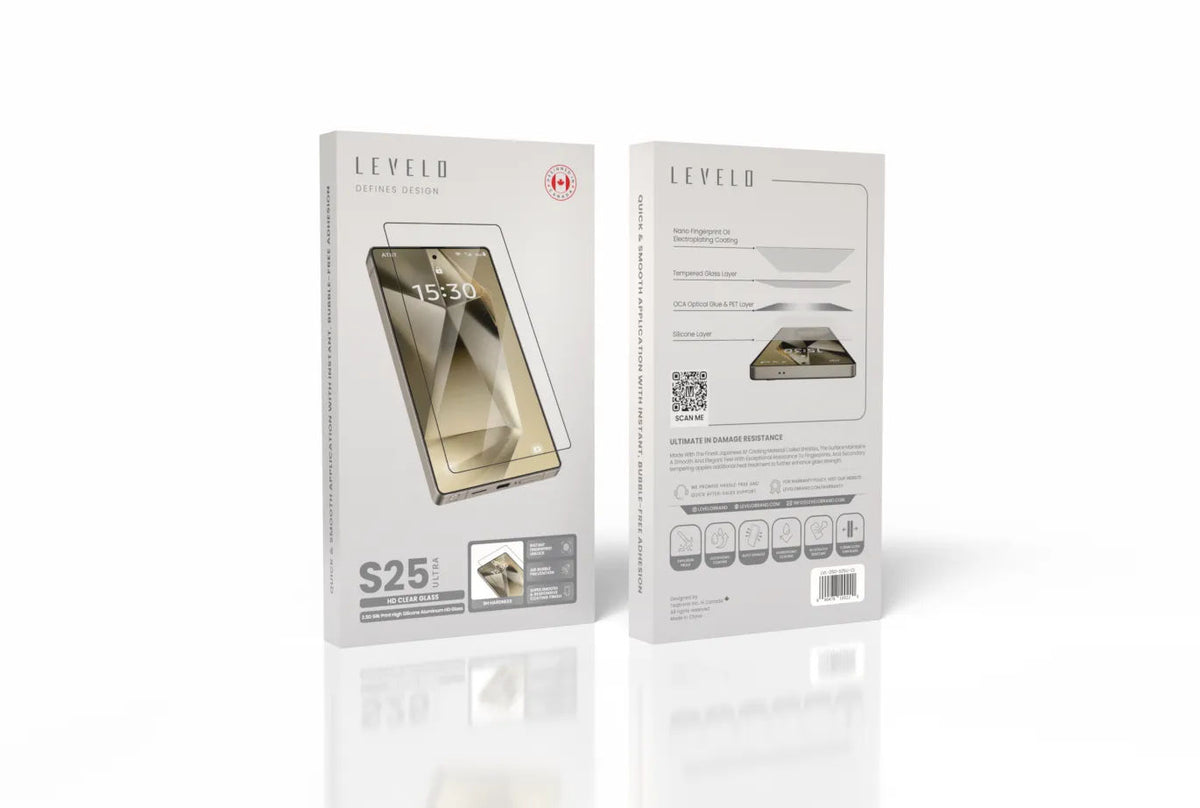 Levelo 2.5D Silk Print High Silicone Aluminum Glass for Samsung S25 Ultra, Clear