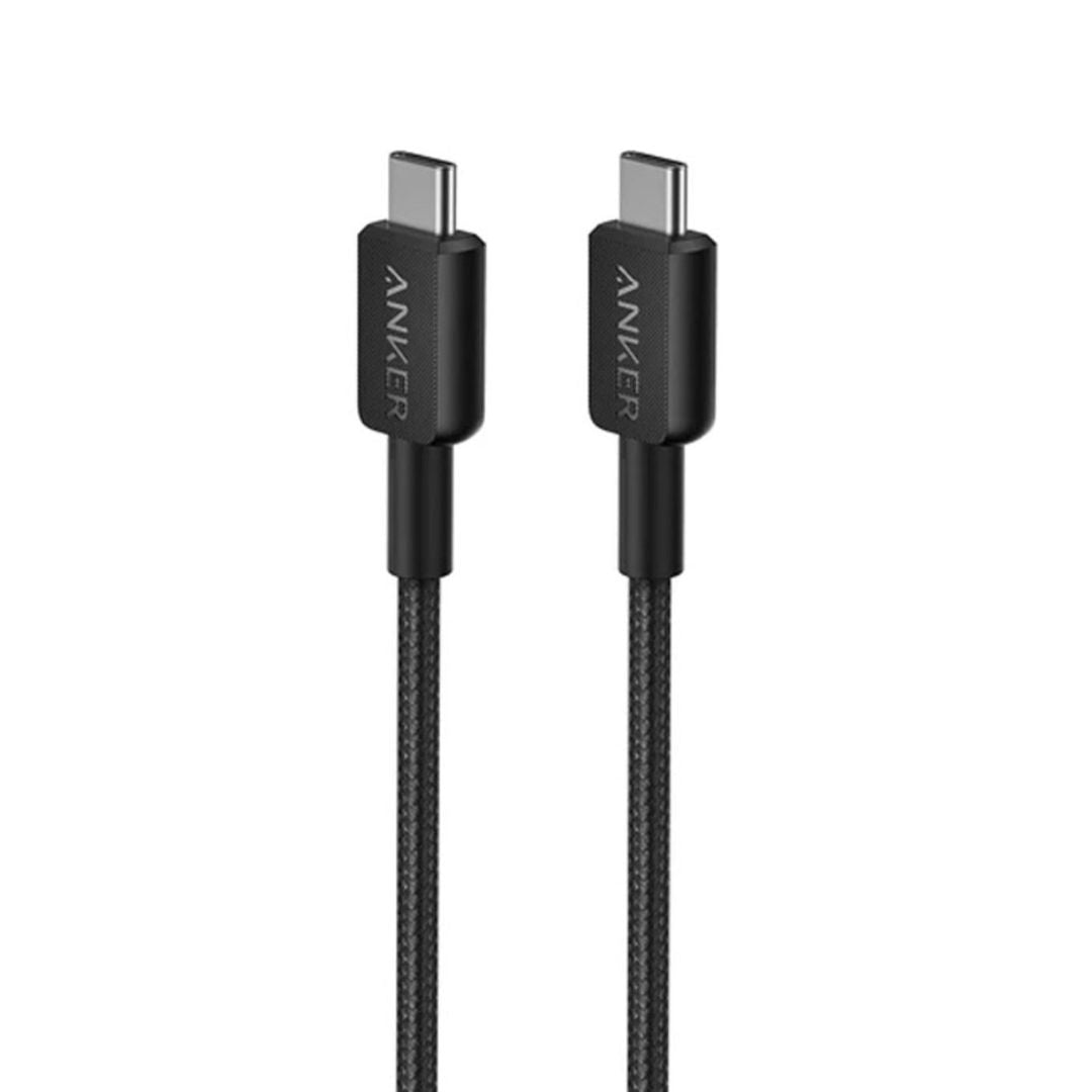 كابل Anker 322 من USB-C إلى USB-C للشحن السريع، مضفر، أسود