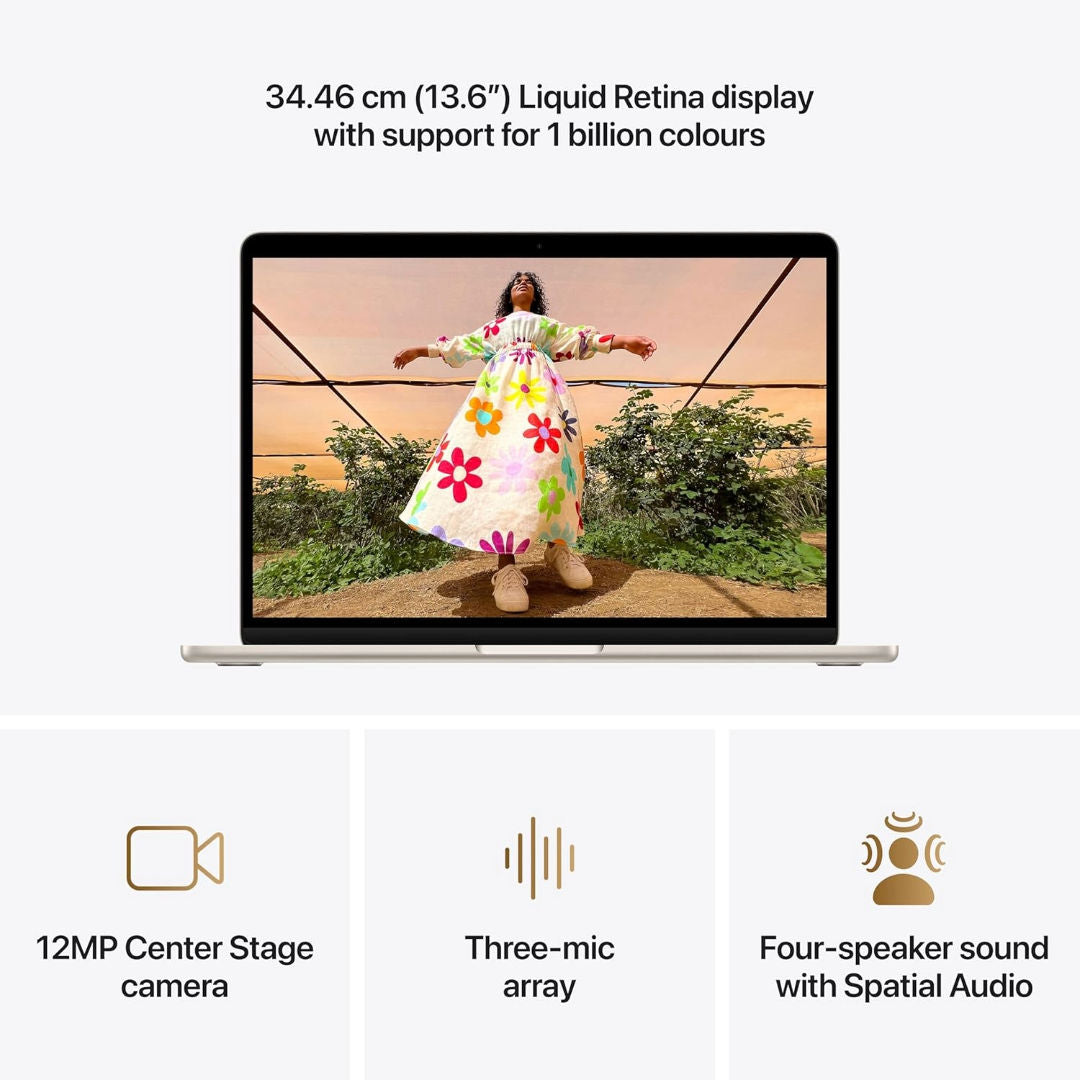Apple MacBook Air 13-inch M5 Chip, 10 Core CPU, 8 Core GPU, 16GB RAM, 512GB SSD, Arabic Keyboard, MDHA4AB/A, Starlight