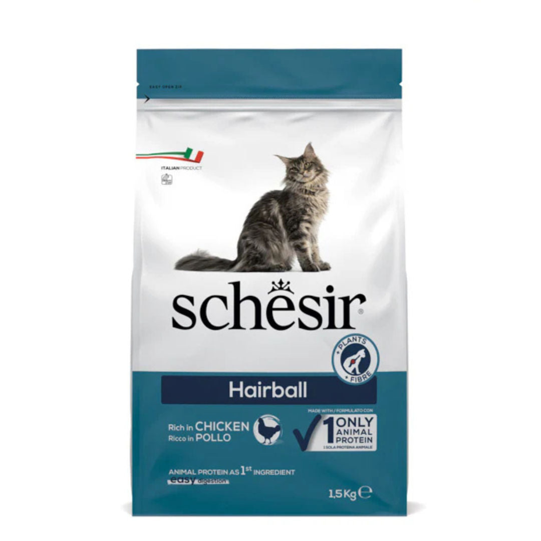Schesir Dry Food Hairball with Chicken For Cat, 1.5kg