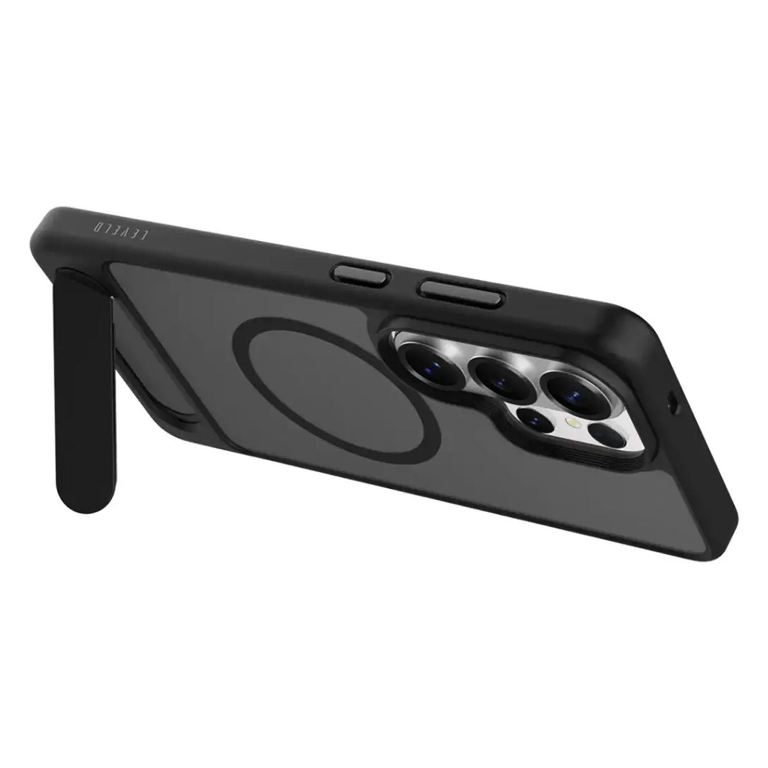 Levelo Matteo Hybrid Kickstand Case For Samsung S26 Ultra, Black