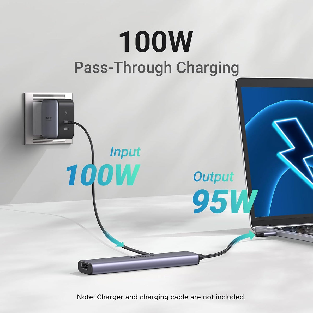 UGreen CM478 5-in-1 USB-C Hub Adapter, 4K HDMI, 100W PD Power Delivery, 3x USB 3.0, 15495