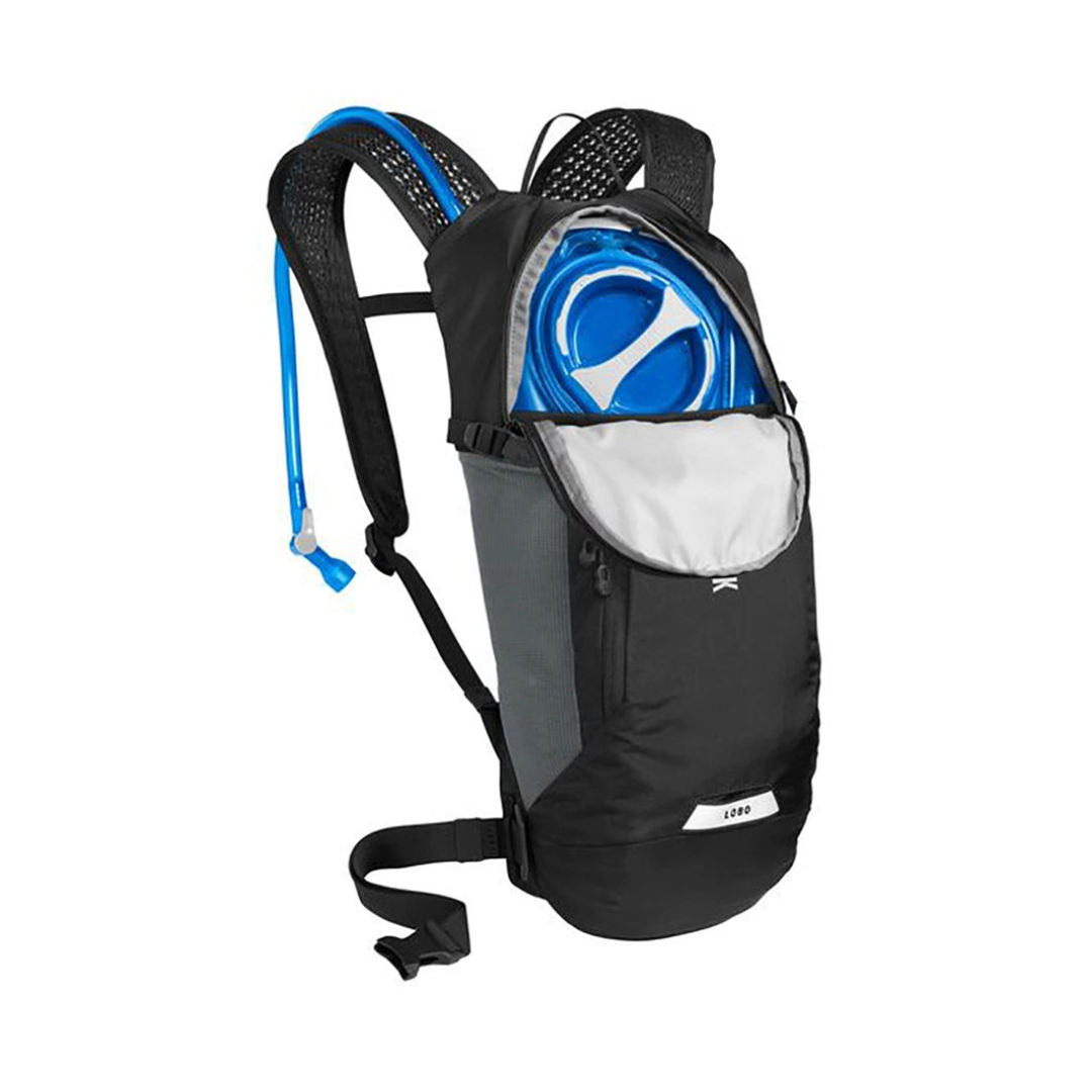 حقيبة الظهر الخفيفة الوزن Camelbak Lobo™ 9 المزودة بنظام ترطيب، باللون الأسود، مخصصة لركوب الدراجات والمشي لمسافات طويلة، سعة 70 أونصة