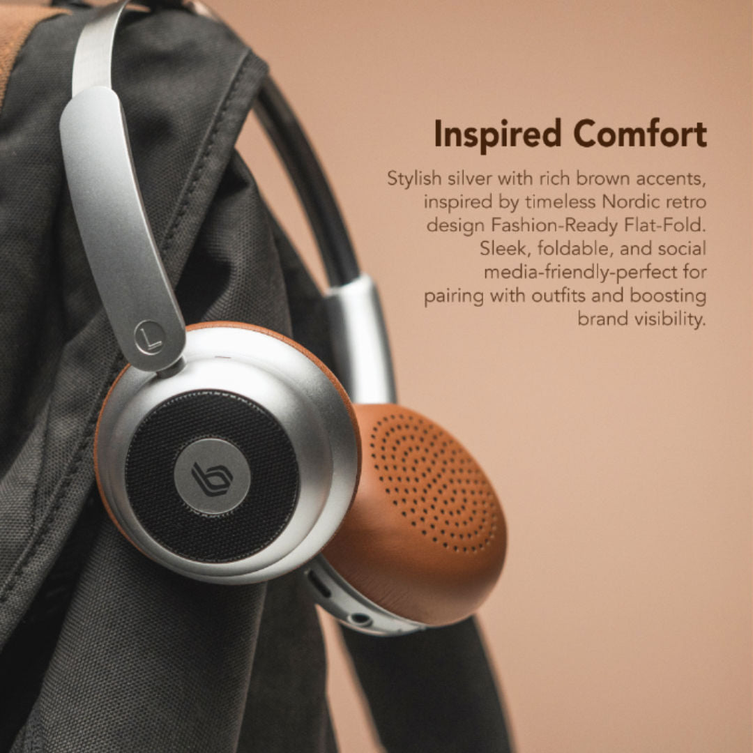 Blupebble Echo Vintage Vibes Wireless On-Ear Foldable Headphones, Silver
