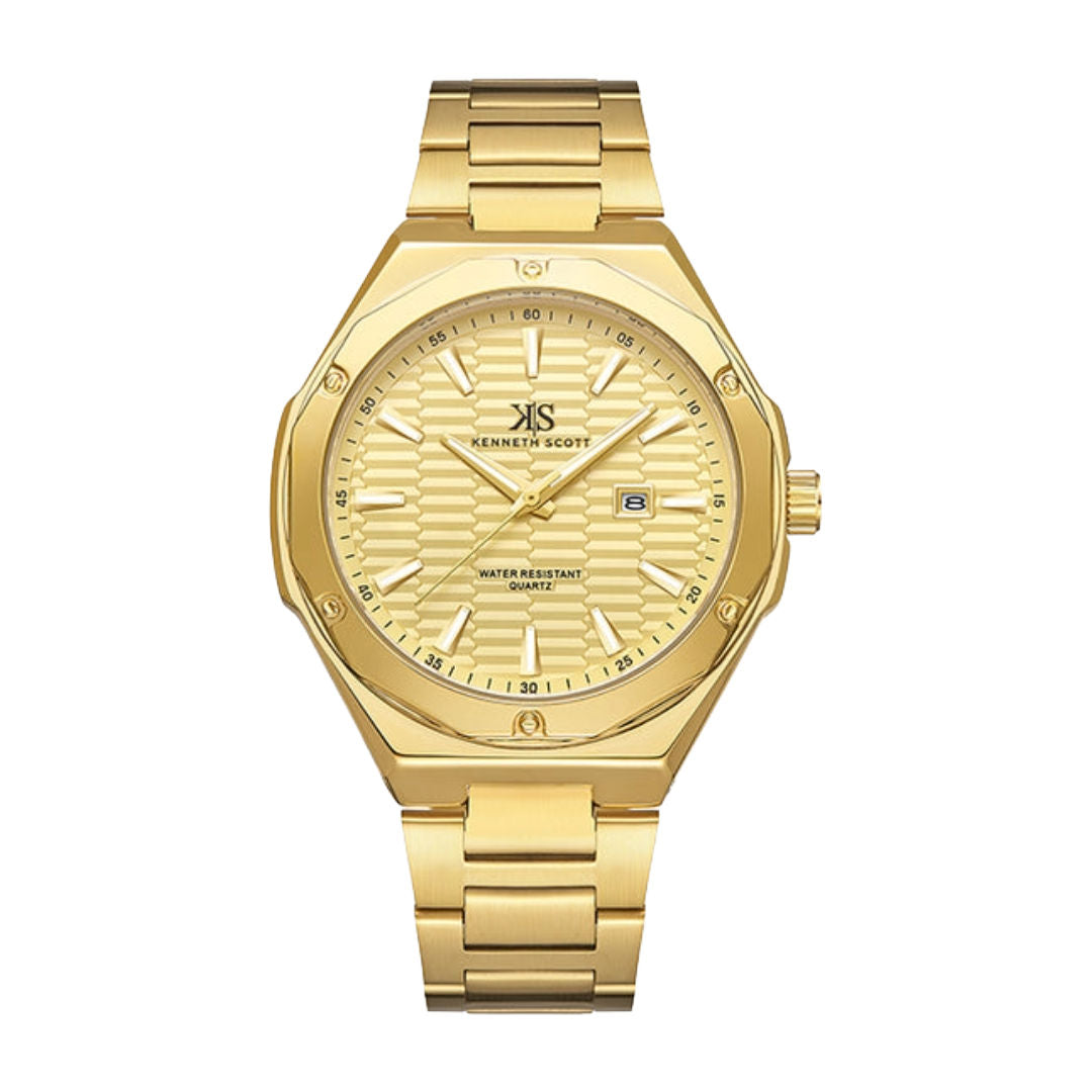 Kenneth Scott Men’s Quartz Analog Watch with Stainless Steel Bracelet, K23026 Series