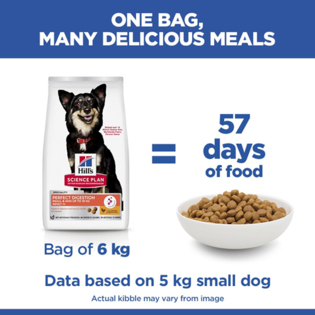Hill's Science Plan Perfect Digestion Small & Mini Adult 1+ Dog Food, Chicken & Brown Rice, 1.5kg