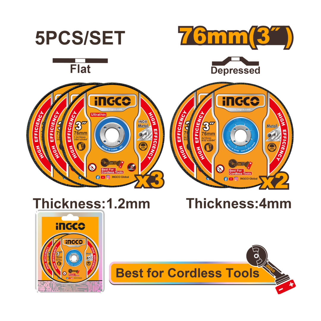 INGCO 5-Pieces Cutting/Grinding Disc Set