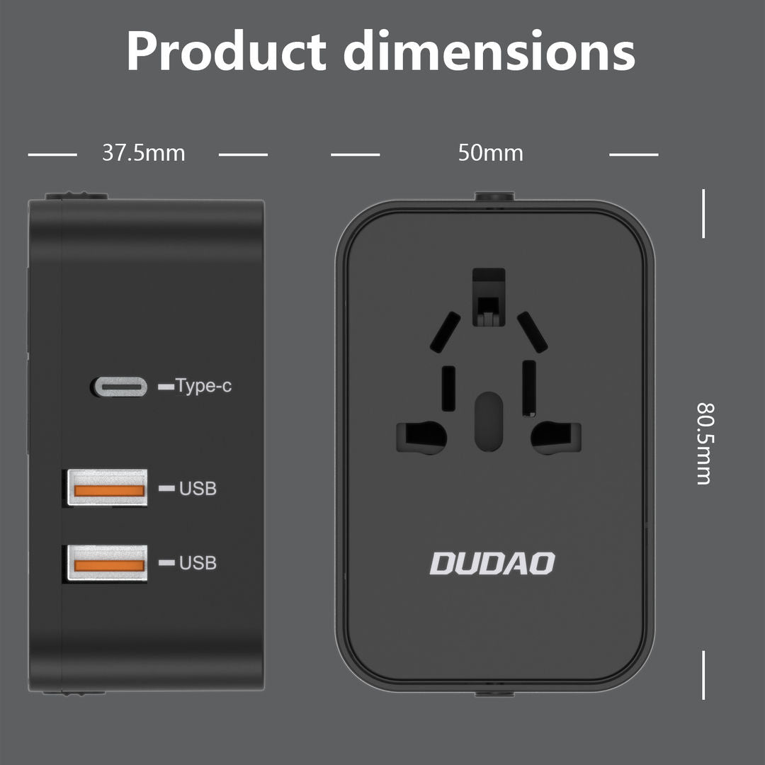 DUDAO A71 Multi-Port Fast Charging Universal Travel Charger PD20W, Black