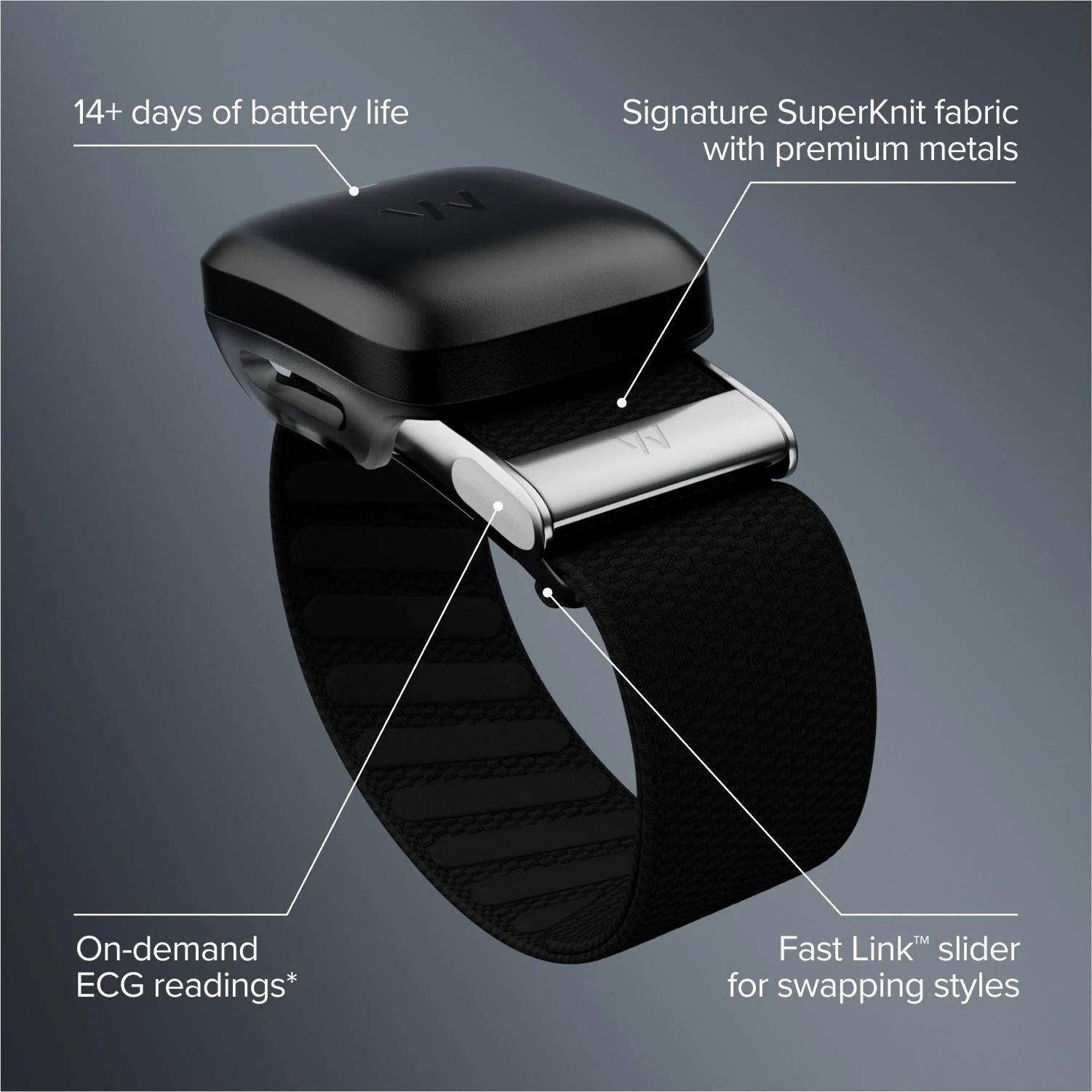 WHOOP MG Life Sensor with Activity Tracker, Obsidian Titanium