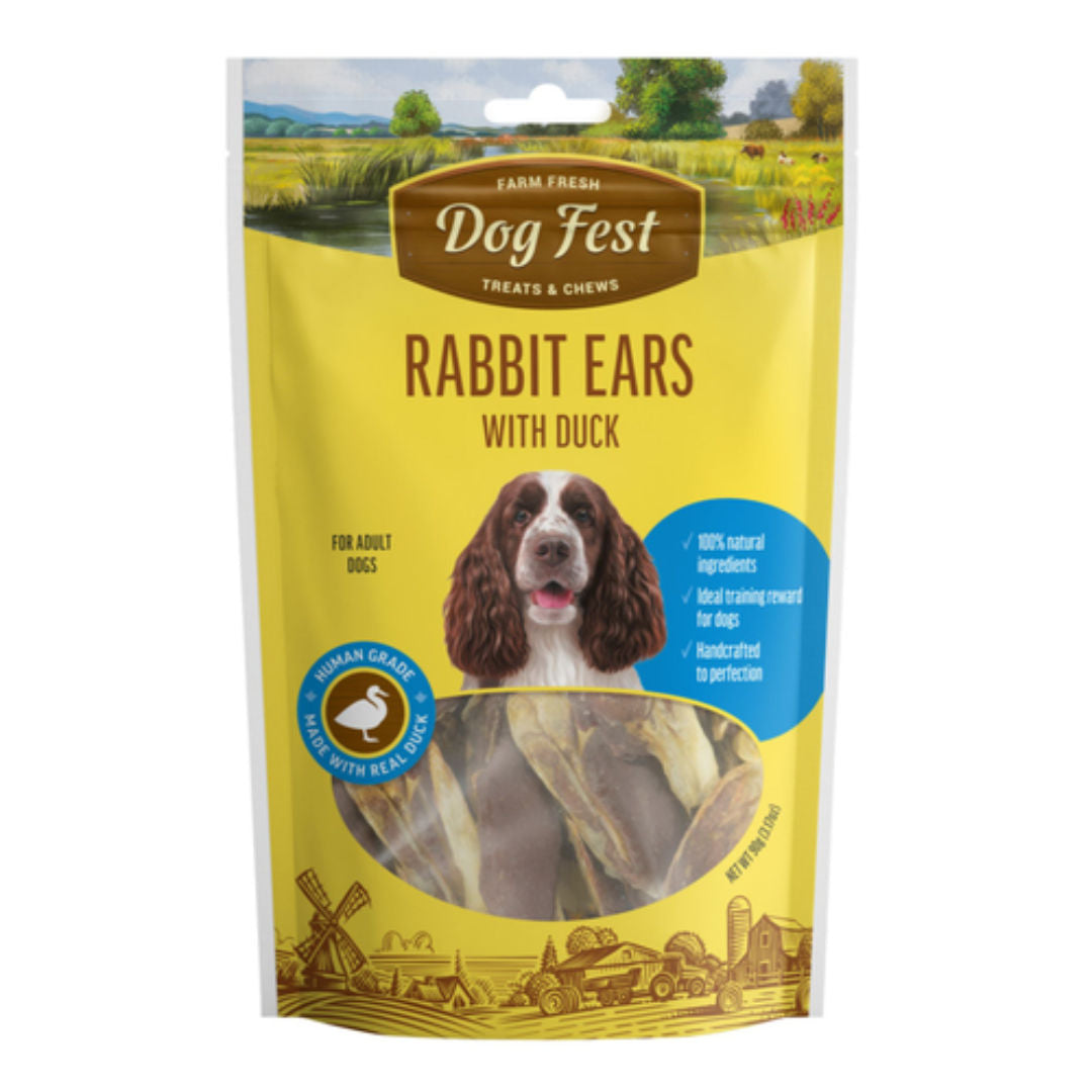 Dog Fest Rabbit Ears With Duck For Adult Dogs, 90gm