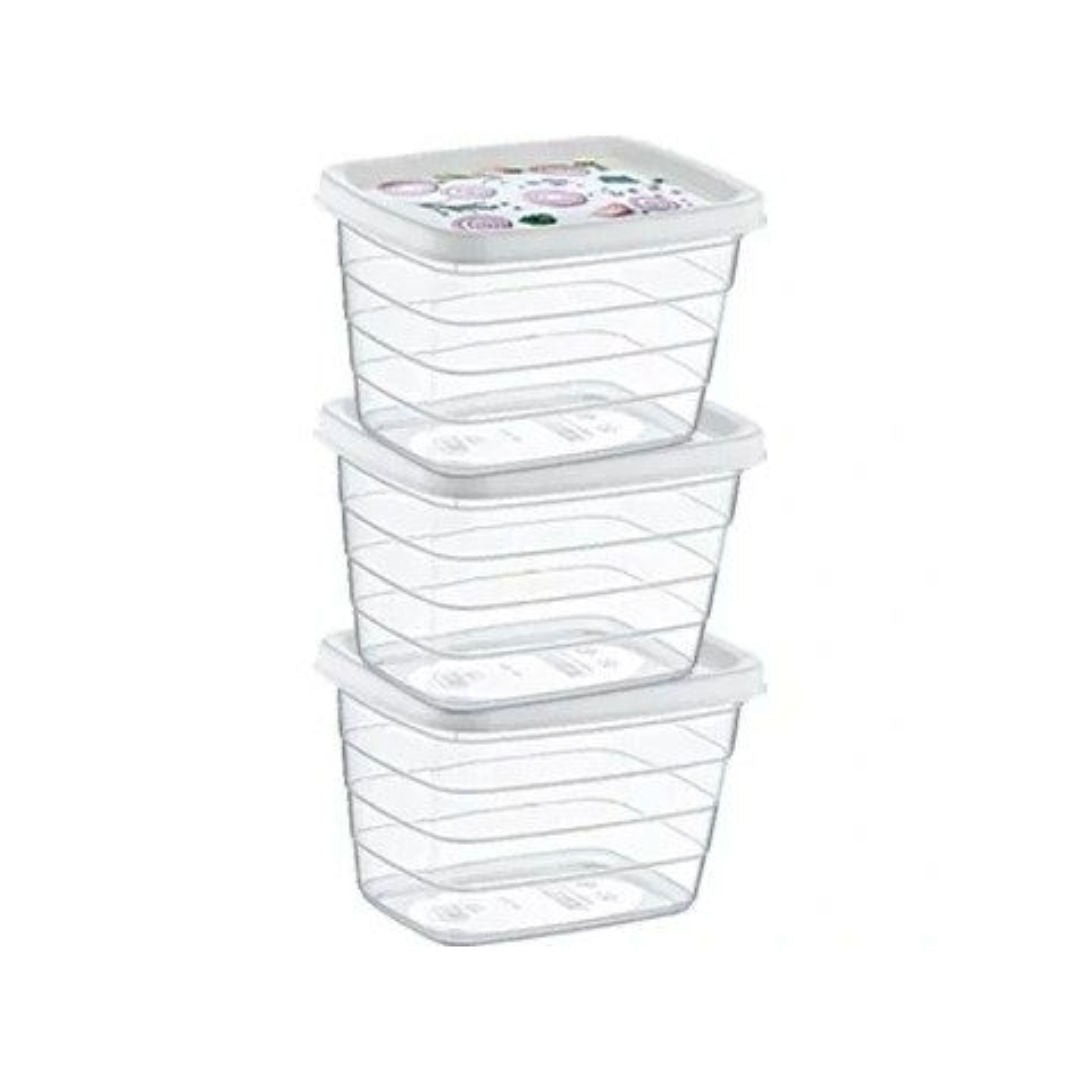 Hobbylife Deco Trend Storage Set Of 3x1.15lt, Plastic Containers With Lids