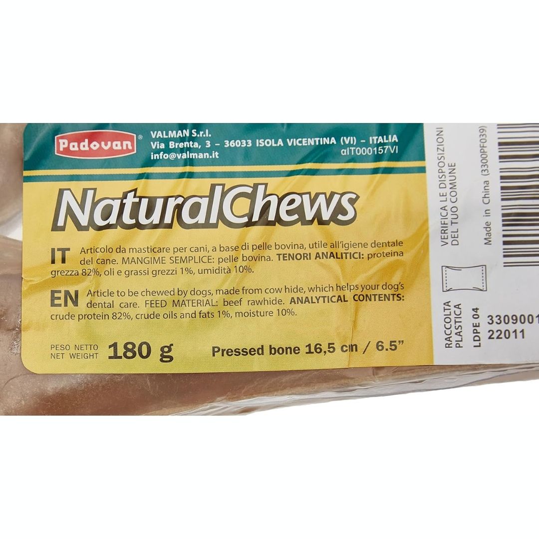 Padovan Natural Chews Bone 16.5cm ,180g Pack of 2