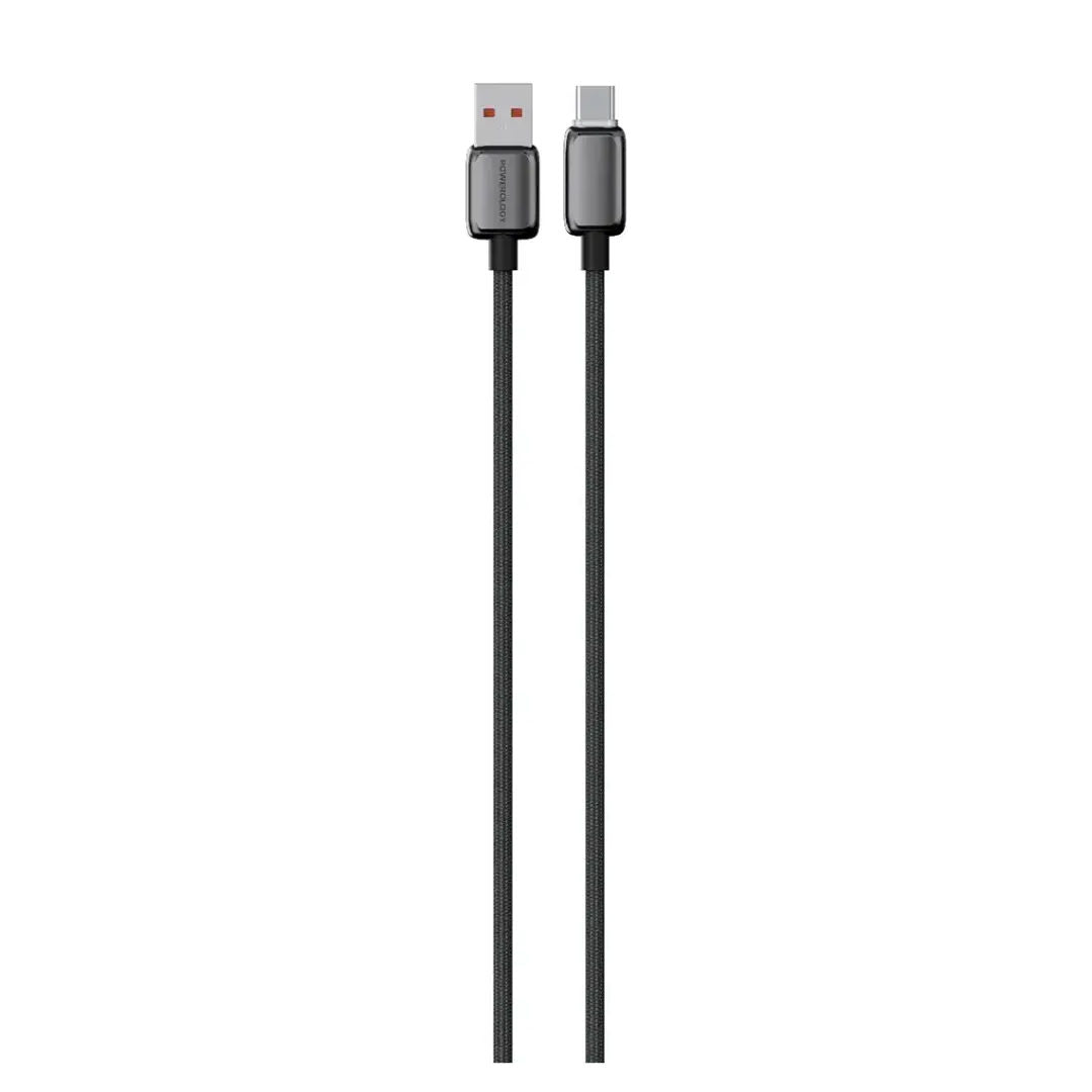 Powerology Zinco Series 20W USB-A to USB-C High Speed Charging Cable, 1M, 3A High Current, Dark Gray