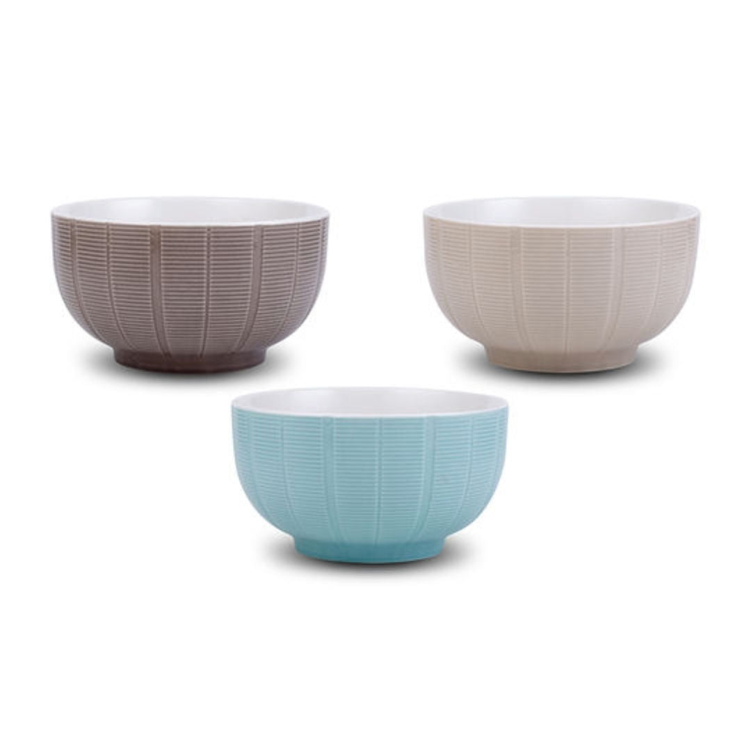 NAVA New Bone Porcelain Cereal Bowl with Embossed Pattern, 14cm