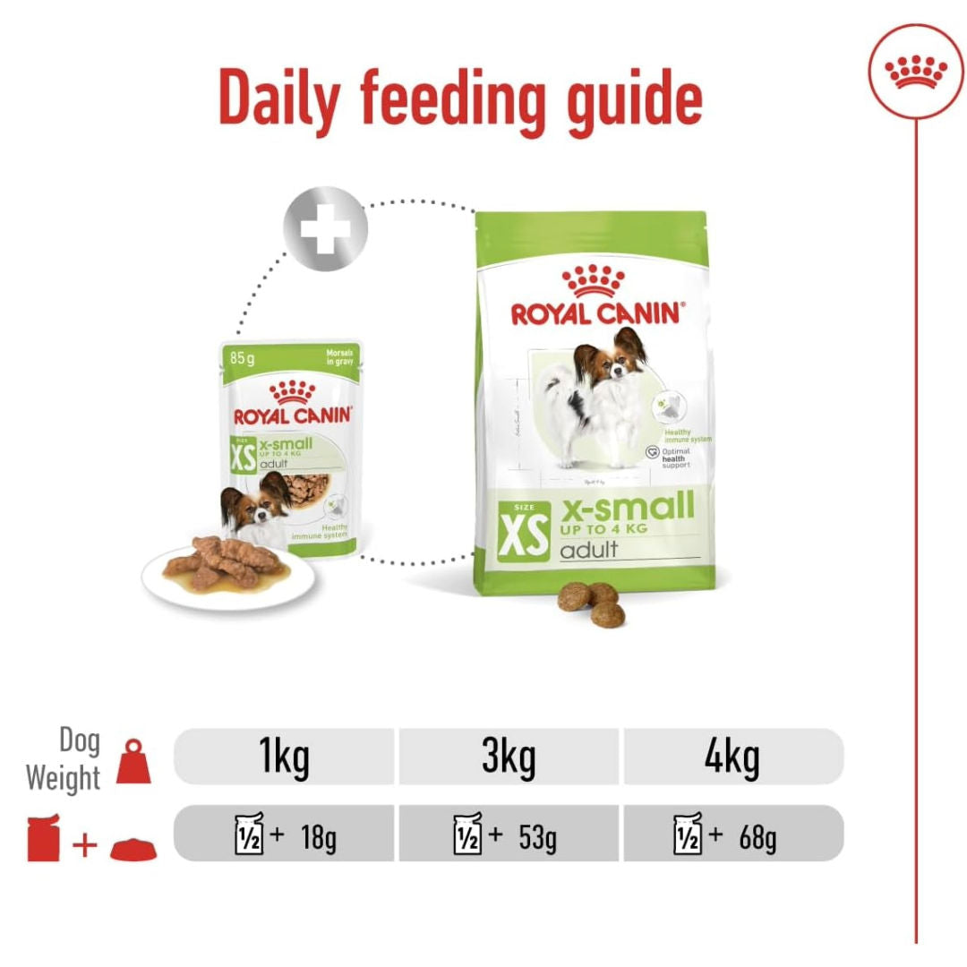 Royal Canin Size Health Nutrition XS Adult Wet Dog Food in Gravy, 85gm, Pack of 12