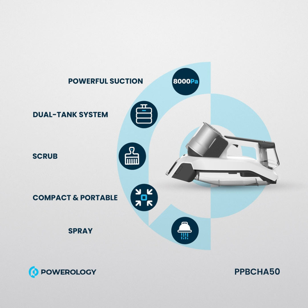 Powerology Cordless Spot Cleaner, White