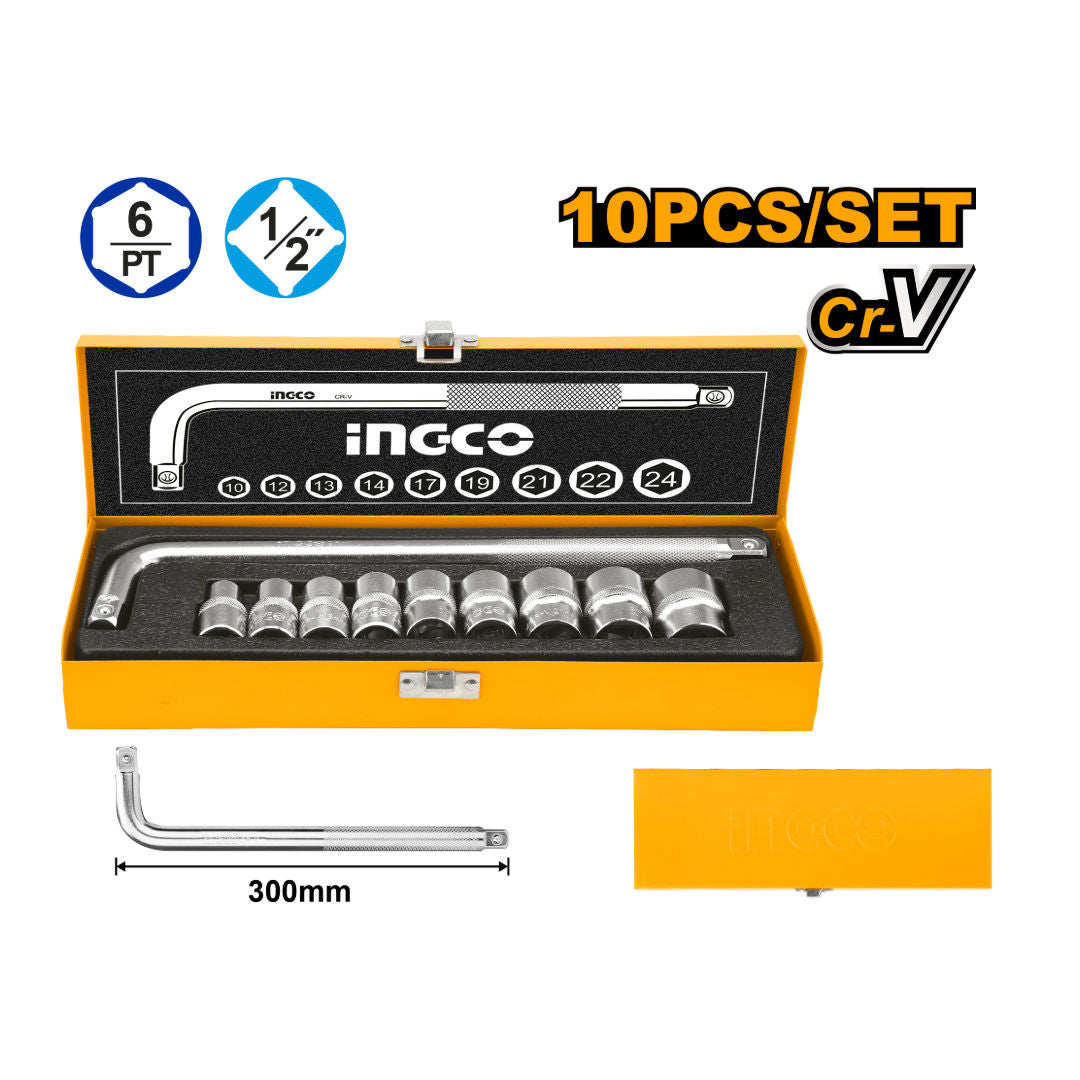INGCO 10-Pieces 1/2 Socket Set