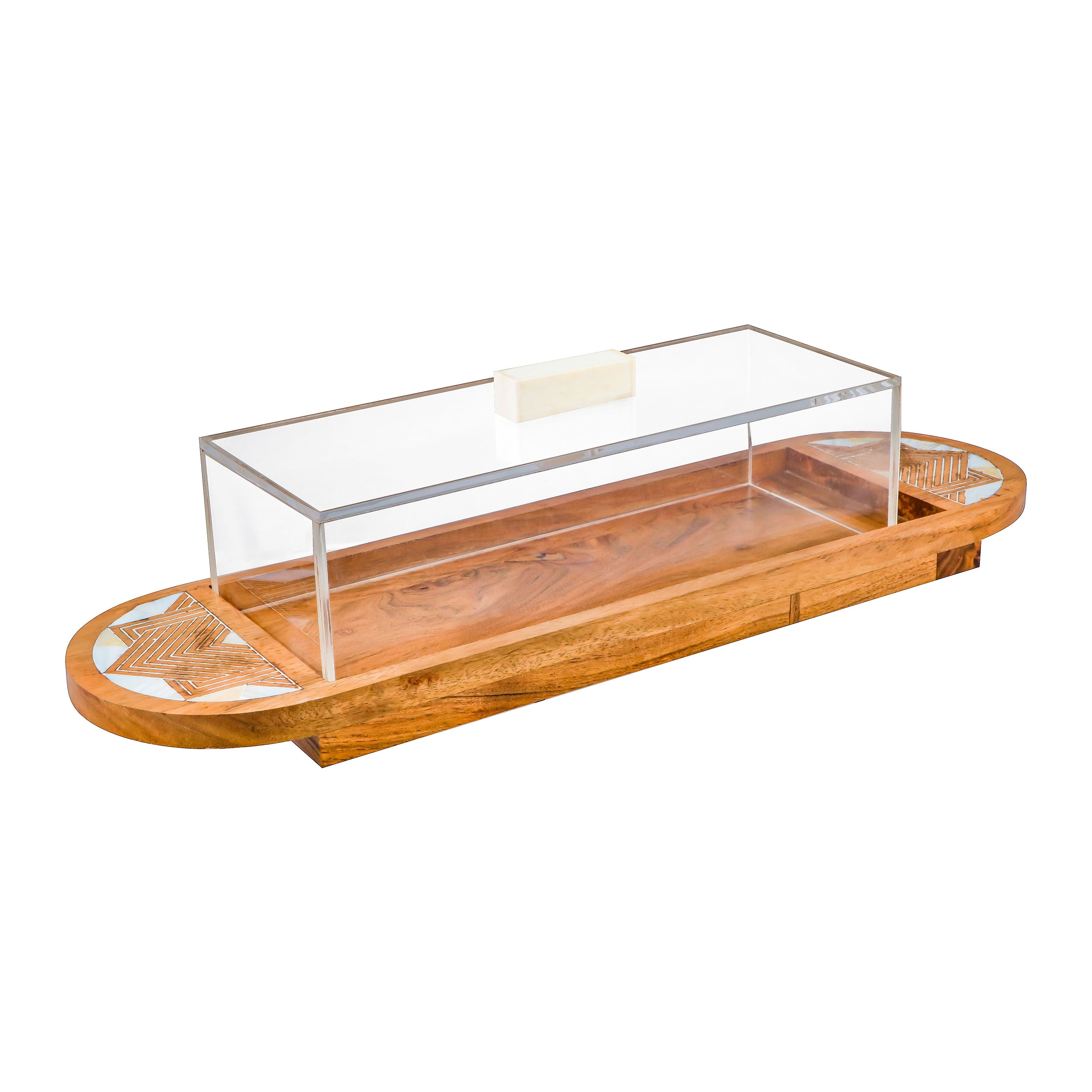 Raw Home-Serving Tray Wood With Acrylic Cover