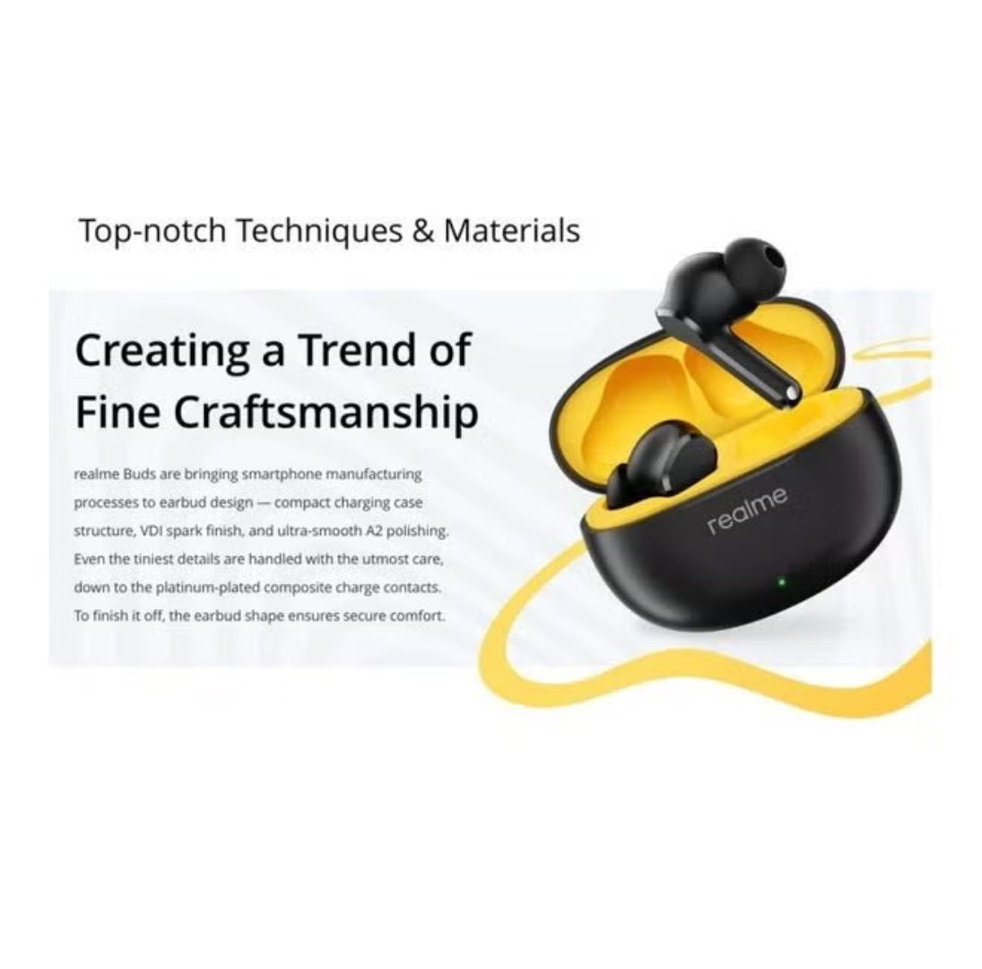 Realme T100 Buds True Wireless Earbuds with AI Environmental Noise Cancellation, White