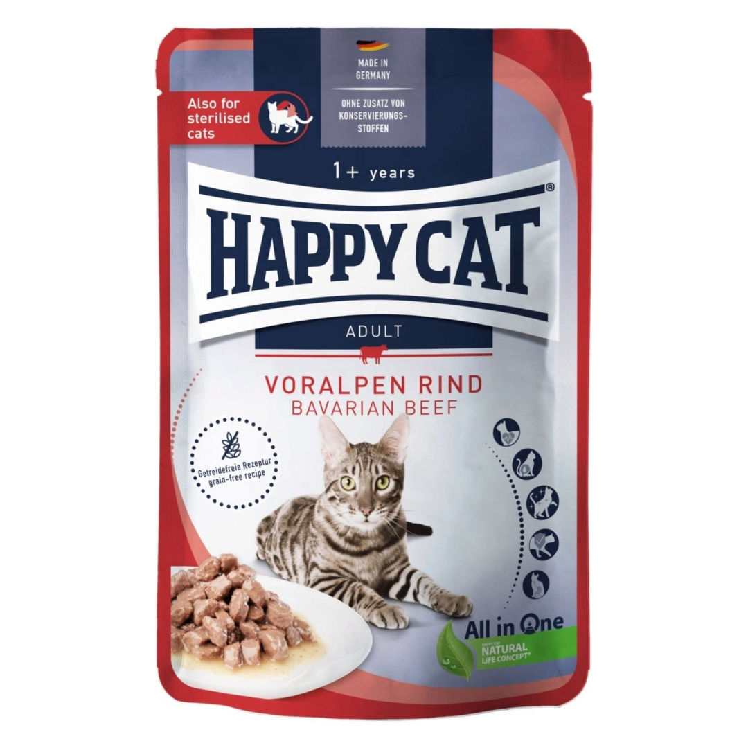 Happy Cat Meat In Sauce Beef Wet Cat Food For Neutered Cats, 1+ Year Old, 85gm