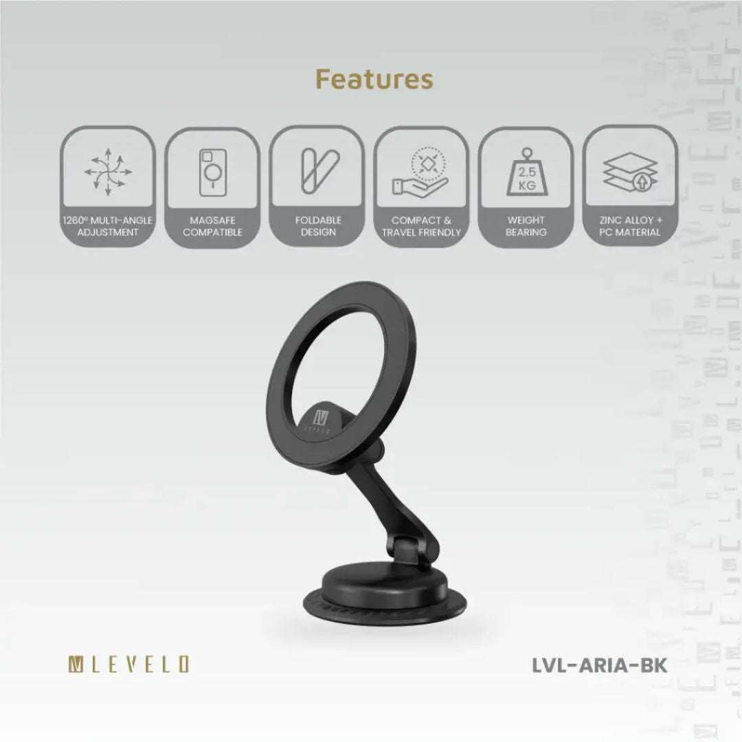 Levelo Aria MagSafe Car Phone Holder With Rotatable Base